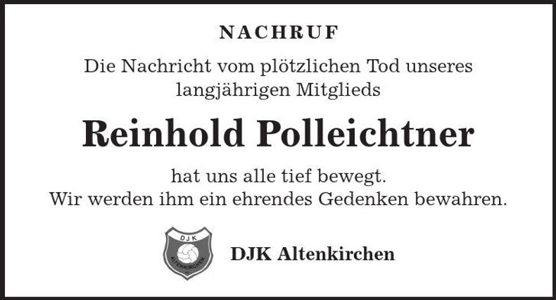 Traueranzeige Reinhold Polleichtner
