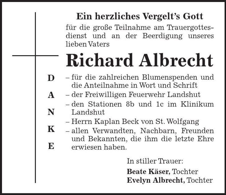 Traueranzeige Richard Albrecht