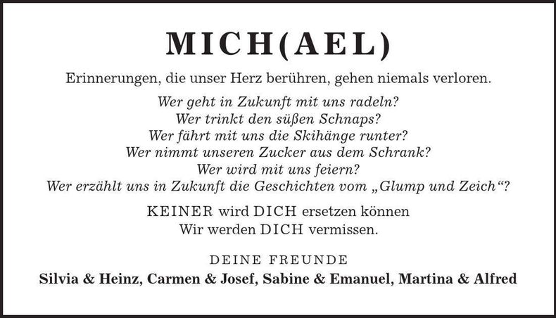 Traueranzeige Michael Thomas