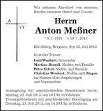Traueranzeige Anton Meßner