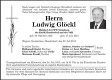 Traueranzeige Ludwig Glöckl