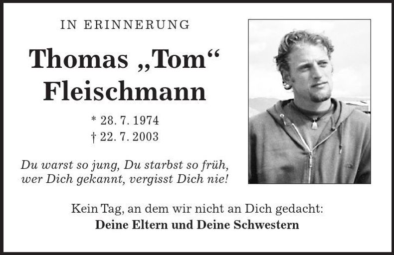 Traueranzeige Thomas Fleischmann