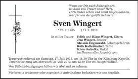 Traueranzeige Sven Wingert