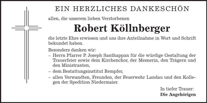 Traueranzeige Robert Köllnberger