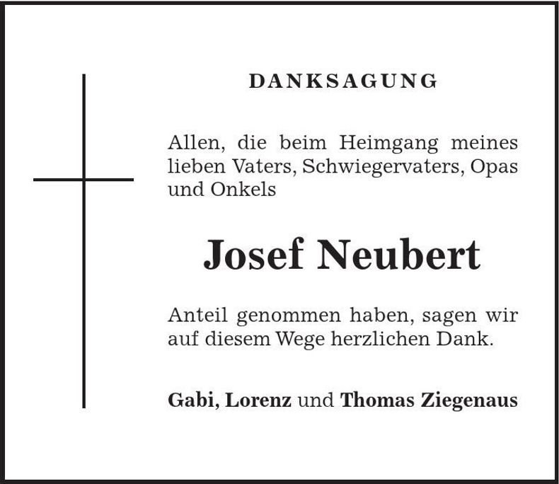 Traueranzeige Josef Neubert