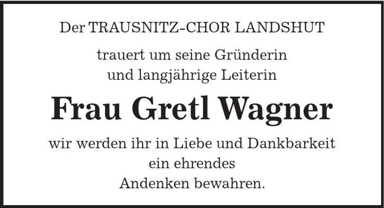 Traueranzeige Gretl Wagner