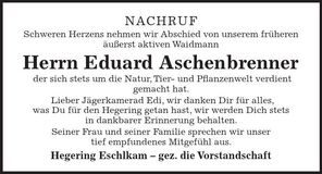 Traueranzeige Eduard Aschenbrenner