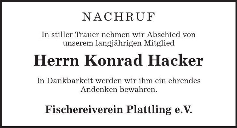 Traueranzeige Konrad Hacker