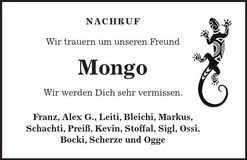 Traueranzeige Mongo Schäfferer