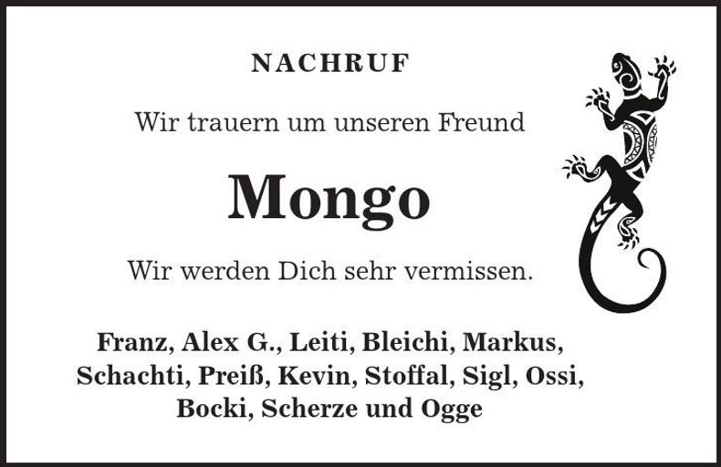 Traueranzeige Mongo Schäfferer