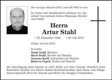 Traueranzeige Arthur Stahl