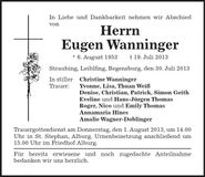 Traueranzeige Eugen Wanninger