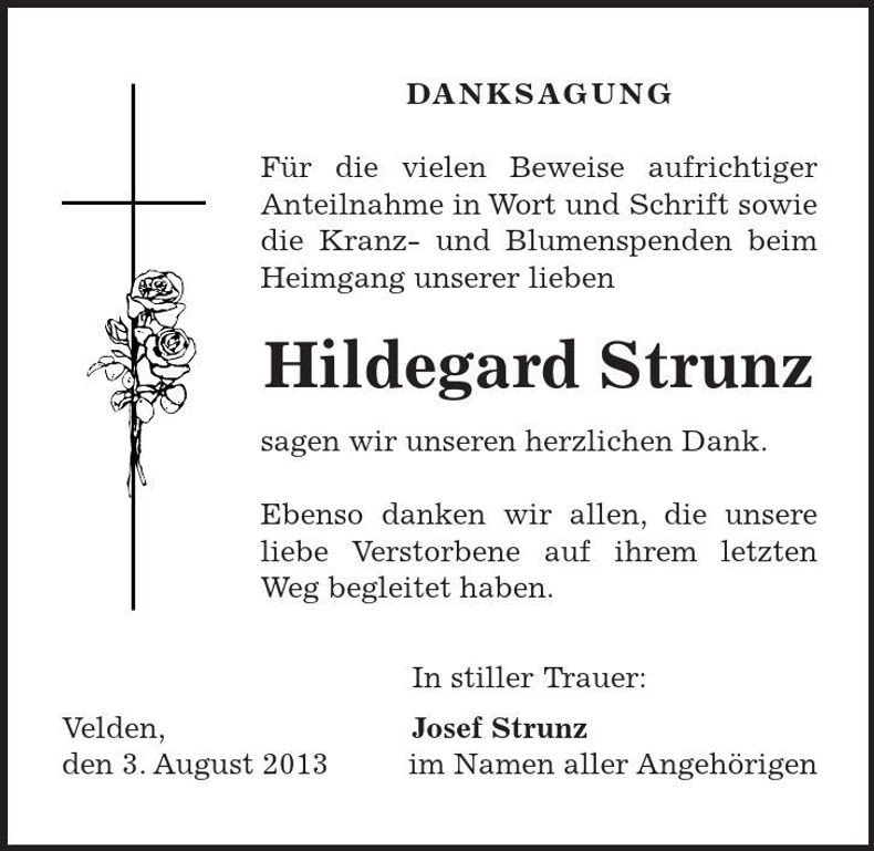 Traueranzeige Hildegard Strunz