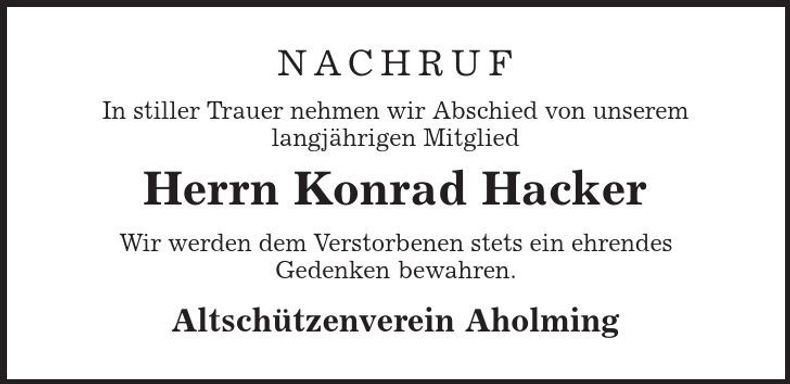 Traueranzeige Konrad Hacker