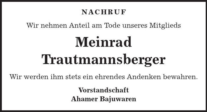 Traueranzeige Meinrad Trautmannsberger