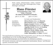 Traueranzeige Hans Förster
