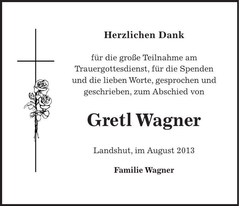 Traueranzeige Gretl Wagner