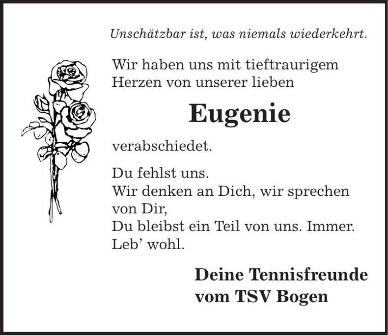 Traueranzeige Eugenie Aigner