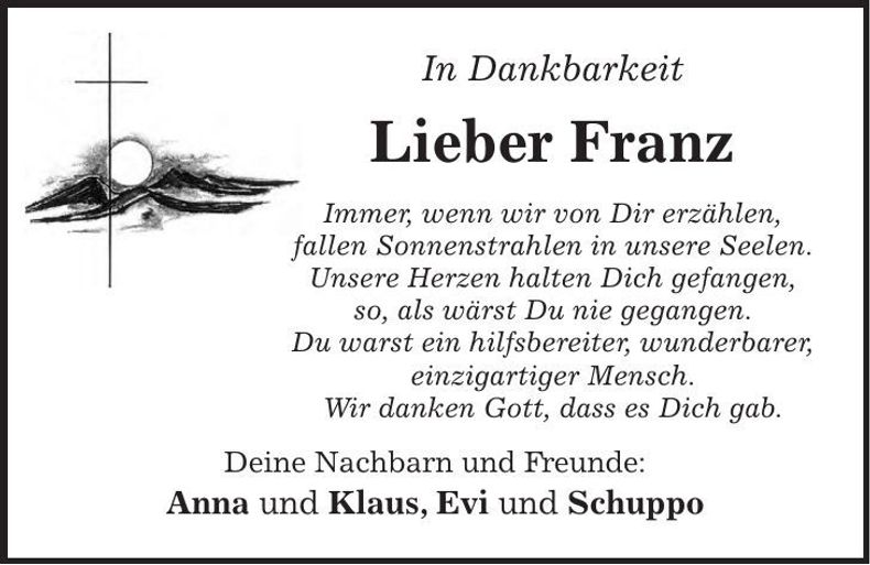 Traueranzeige Franz 