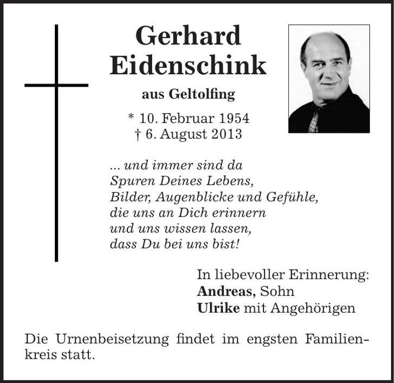 Traueranzeige Gerhard Eidenschink