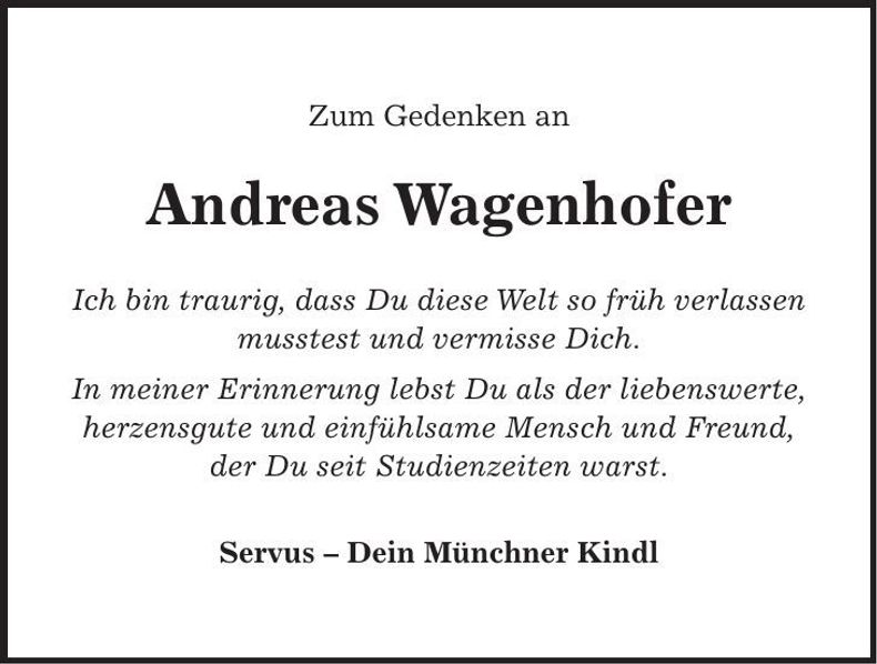 Traueranzeige Andreas Wagenhofer