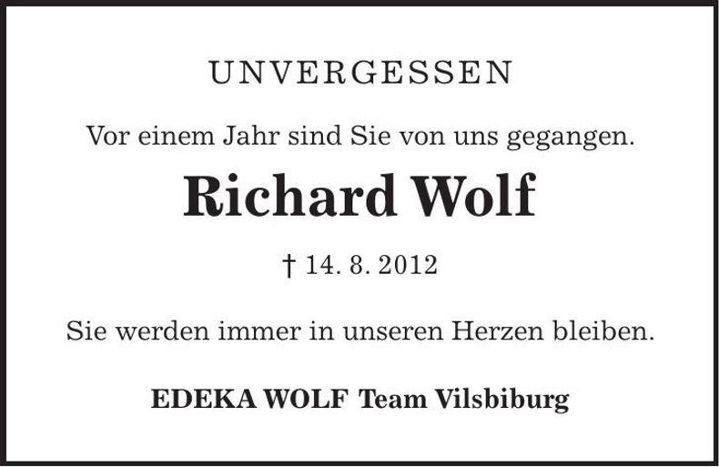 Traueranzeige Richard Wolf