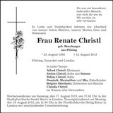 Traueranzeige Renate Christl