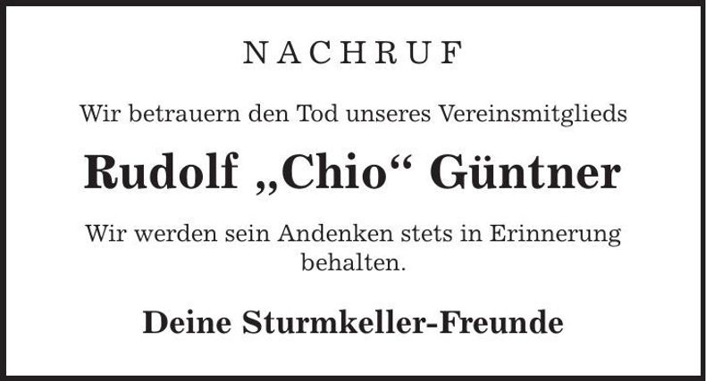 Traueranzeige Rudolf Güntner