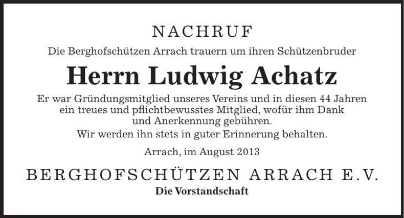 Traueranzeige Ludwig Achatz