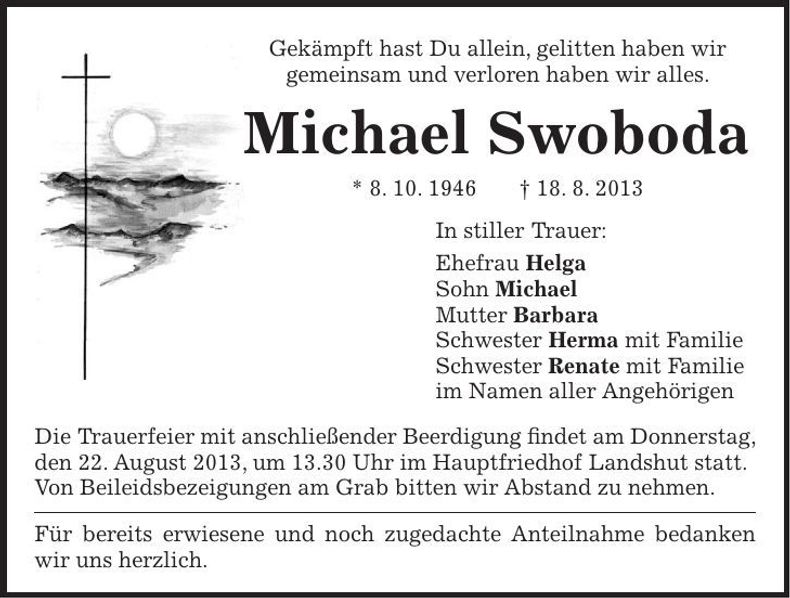 Traueranzeige Michael Swoboda