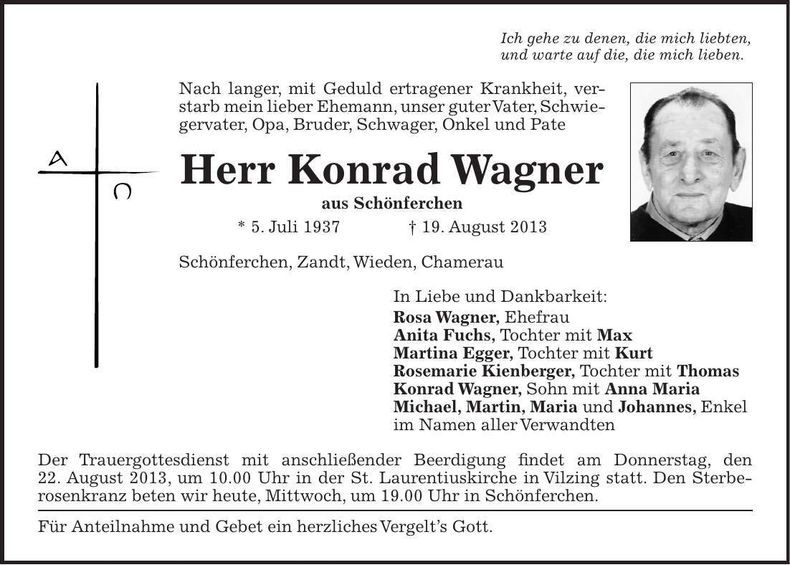 Traueranzeige Konrad Wagner