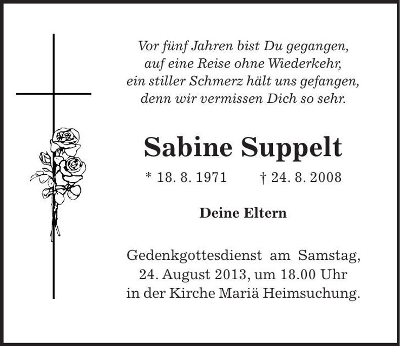 Traueranzeige Sabine Suppelt