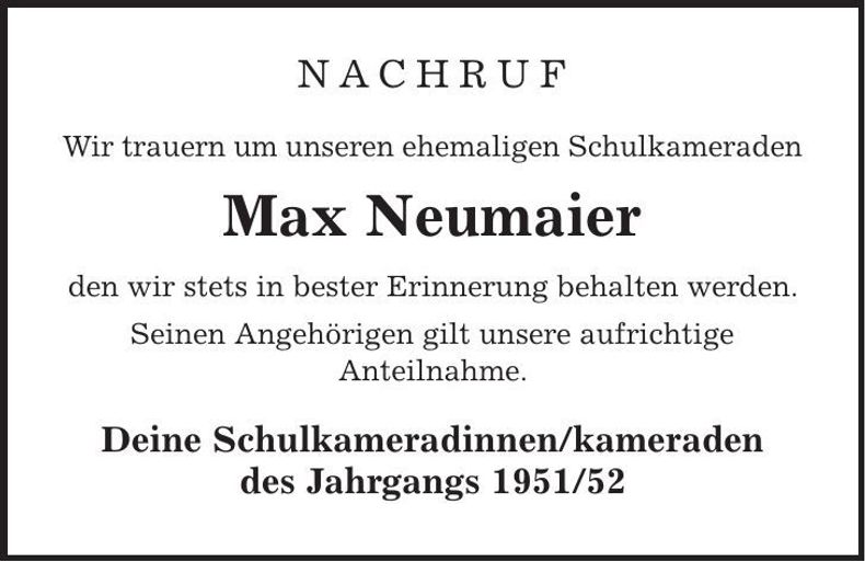 Traueranzeige Max Neumaier