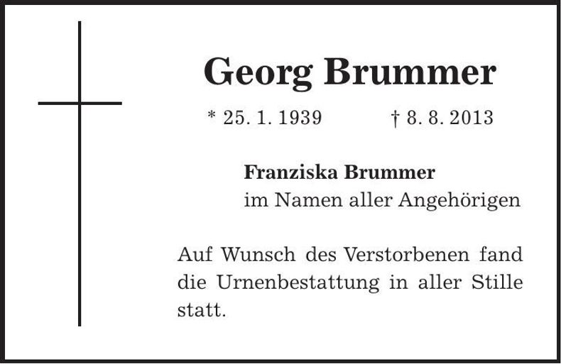 Traueranzeige Georg Brummer