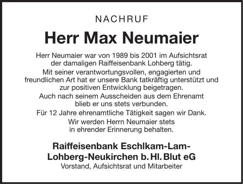 Traueranzeige Max Neumaier