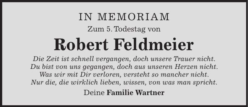 Traueranzeige Robert Feldmeier