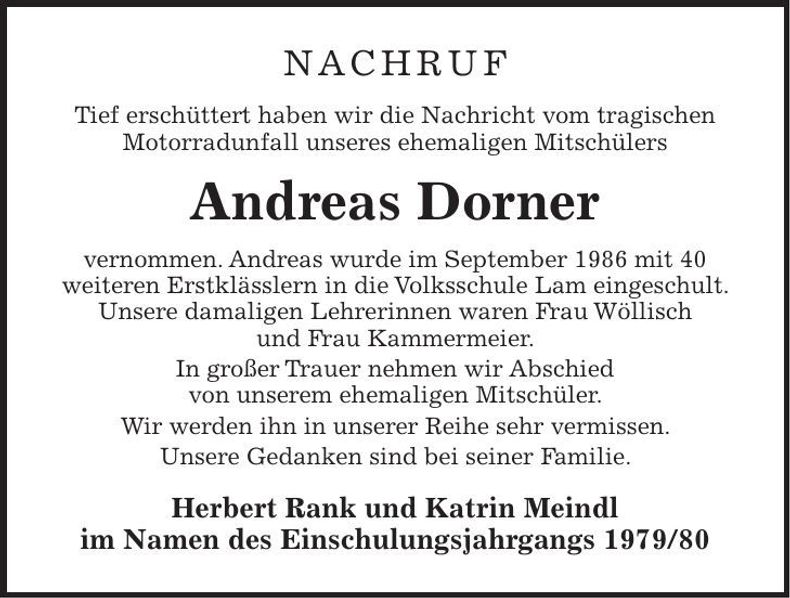 Traueranzeige Andreas Dorner