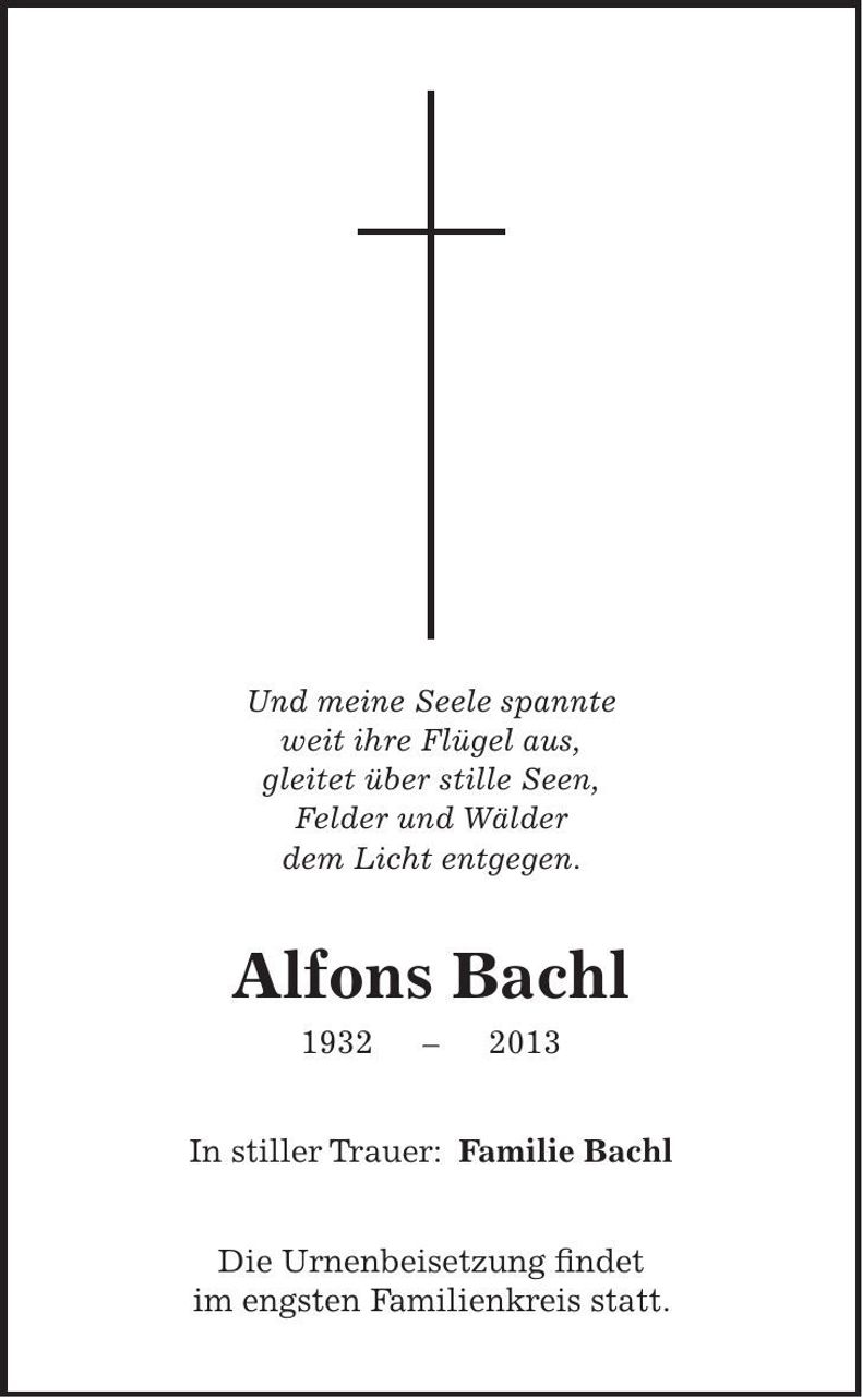 Traueranzeige Alfons Bachl