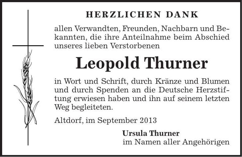 Traueranzeige Leopold Thurner