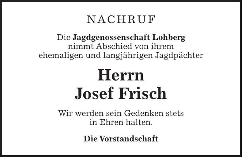 Traueranzeige Josef Frisch