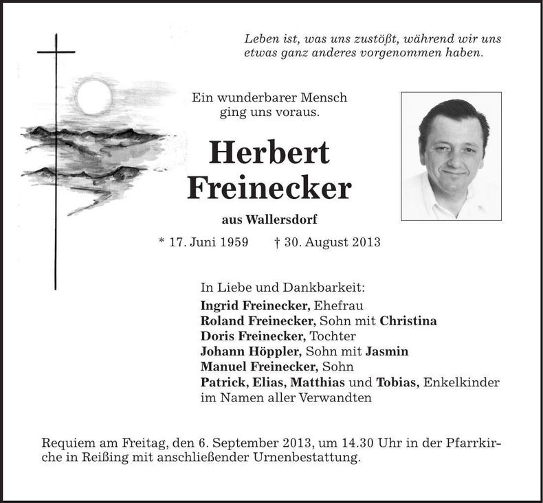 Traueranzeige Herbert Freinecker