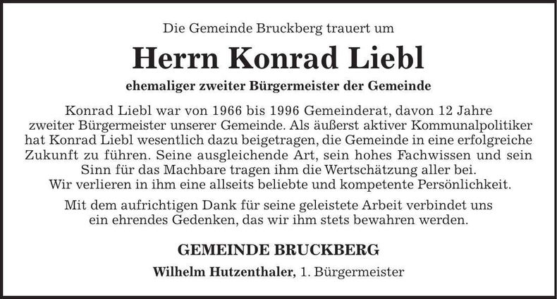 Traueranzeige Konrad Liebl