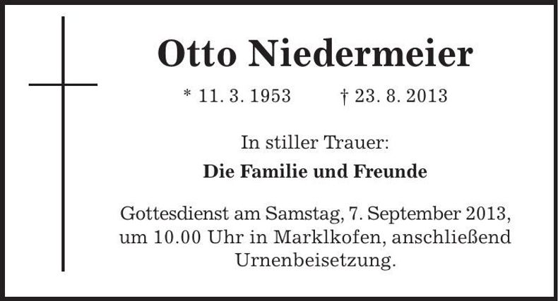 Traueranzeige Otto Niedermeier