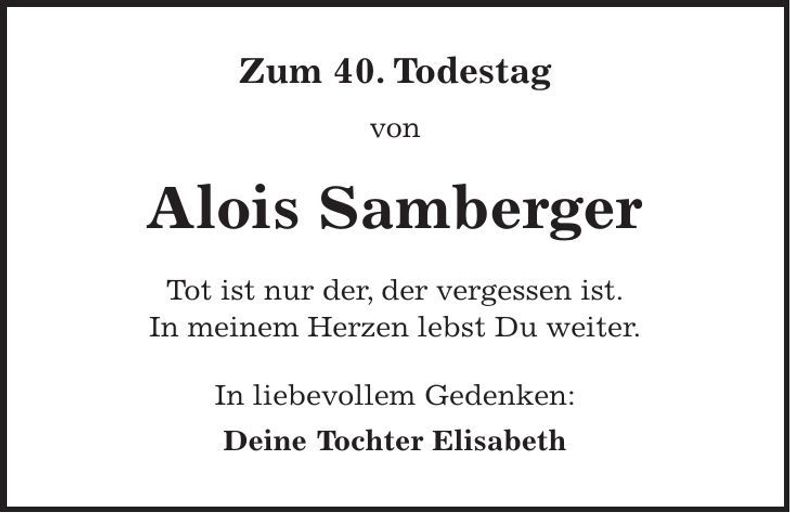 Traueranzeige Alois Samberger