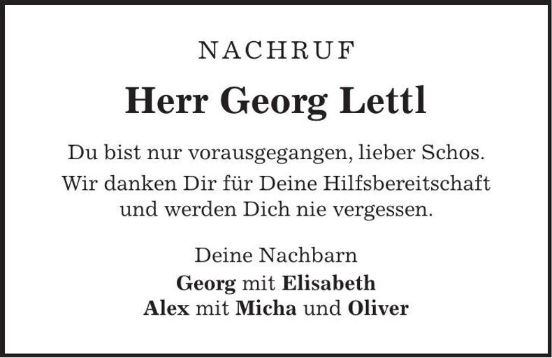 Traueranzeige Georg Lettl