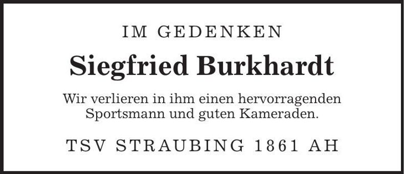 Traueranzeige Siegfried Burkhardt