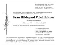 Traueranzeige Hildegard Voichtleitner