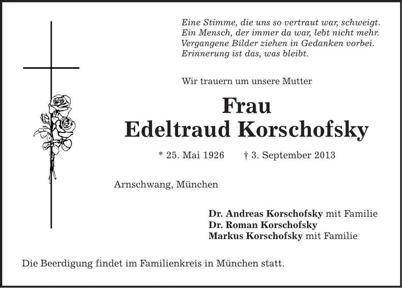 Traueranzeige Edeltraud Korschofsky