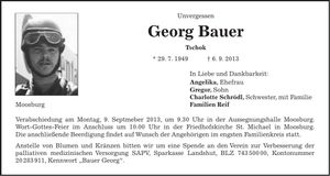 Traueranzeige Georg Bauer