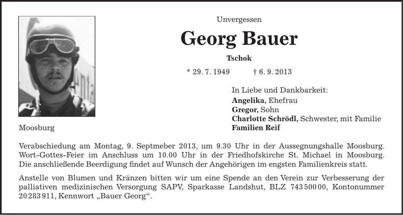 Traueranzeige Georg Bauer